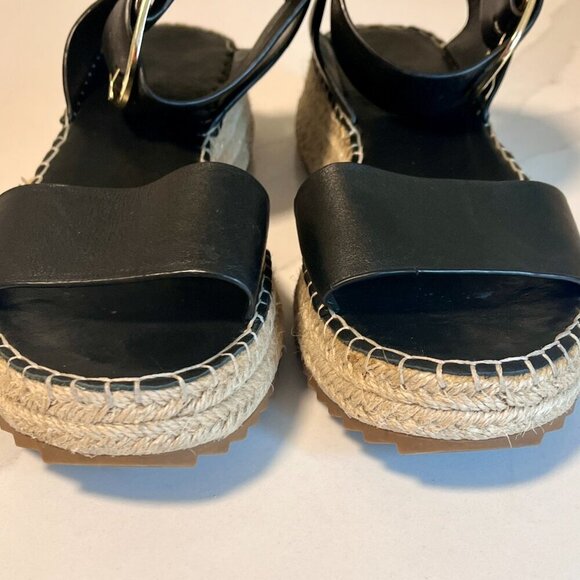 EOS Larah Wedge Espadrille Platform Black Sandal Size 8.5 (39) - Picture 4 of 16